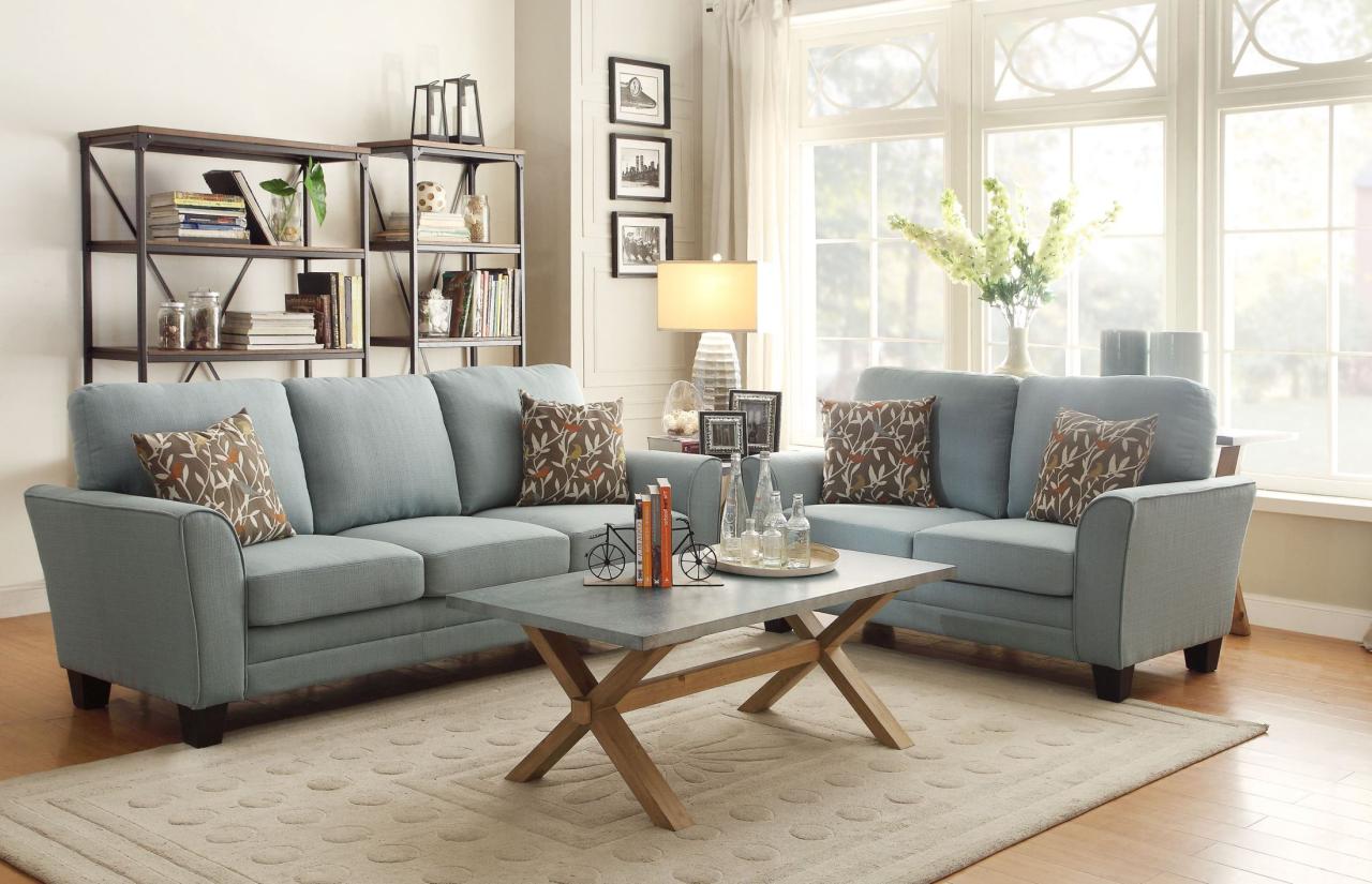 Sagen teal living room set