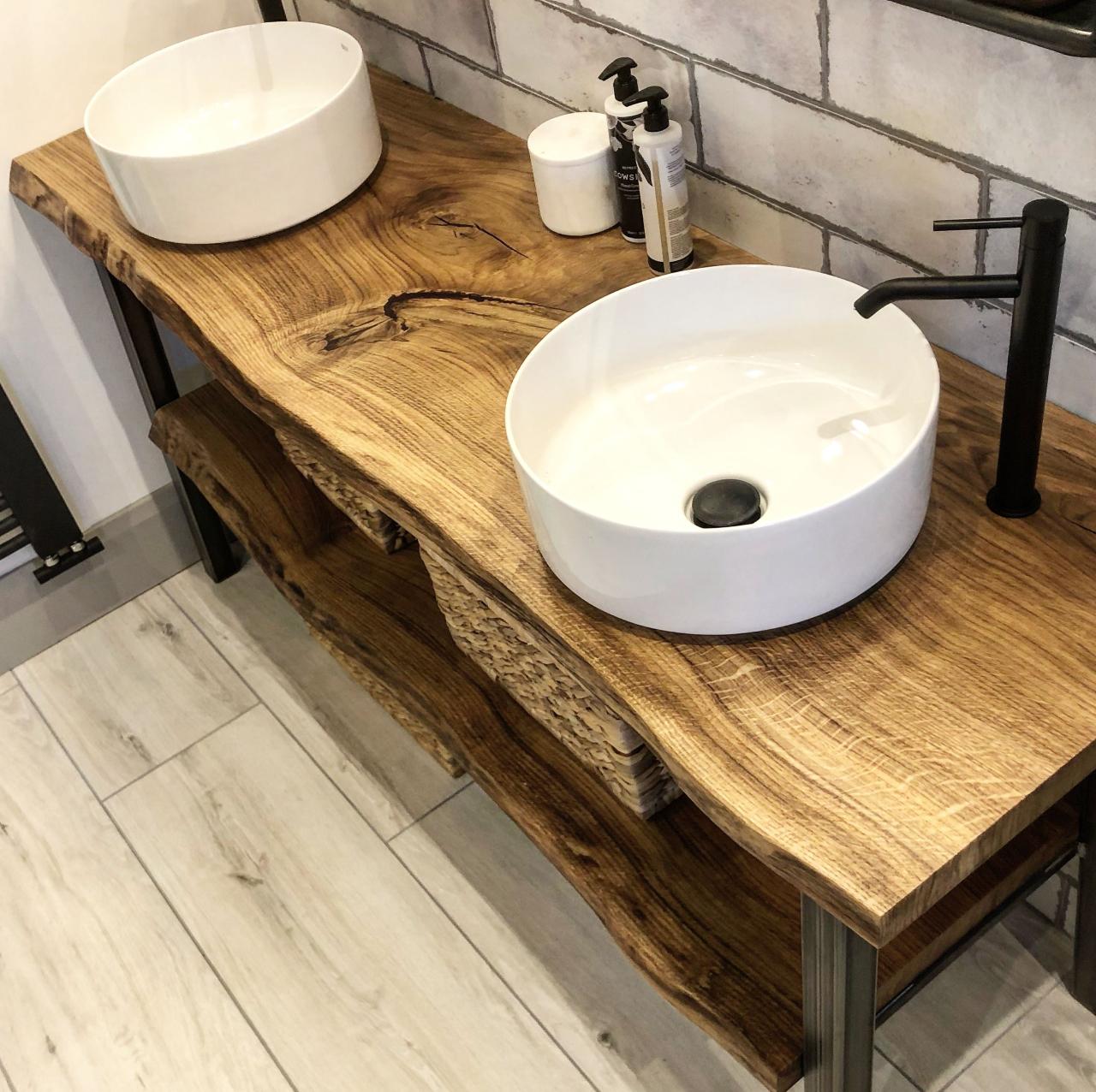 Sink floating etsy shelf edge live countertop basin bathroom shelves wooden vanity rustic rustc character