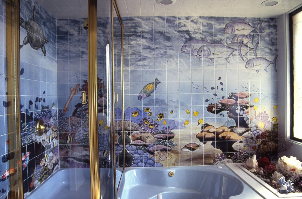 Tile bathroom murals dolphin tiles shower au dolphins