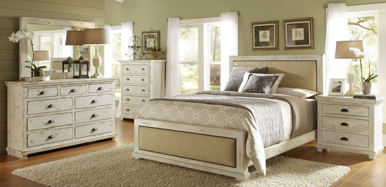 Distressed white bedroom furniture