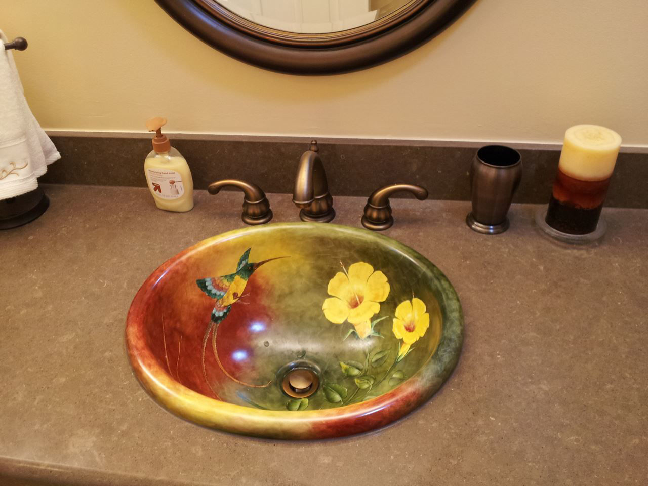 Bathroom sink painted under