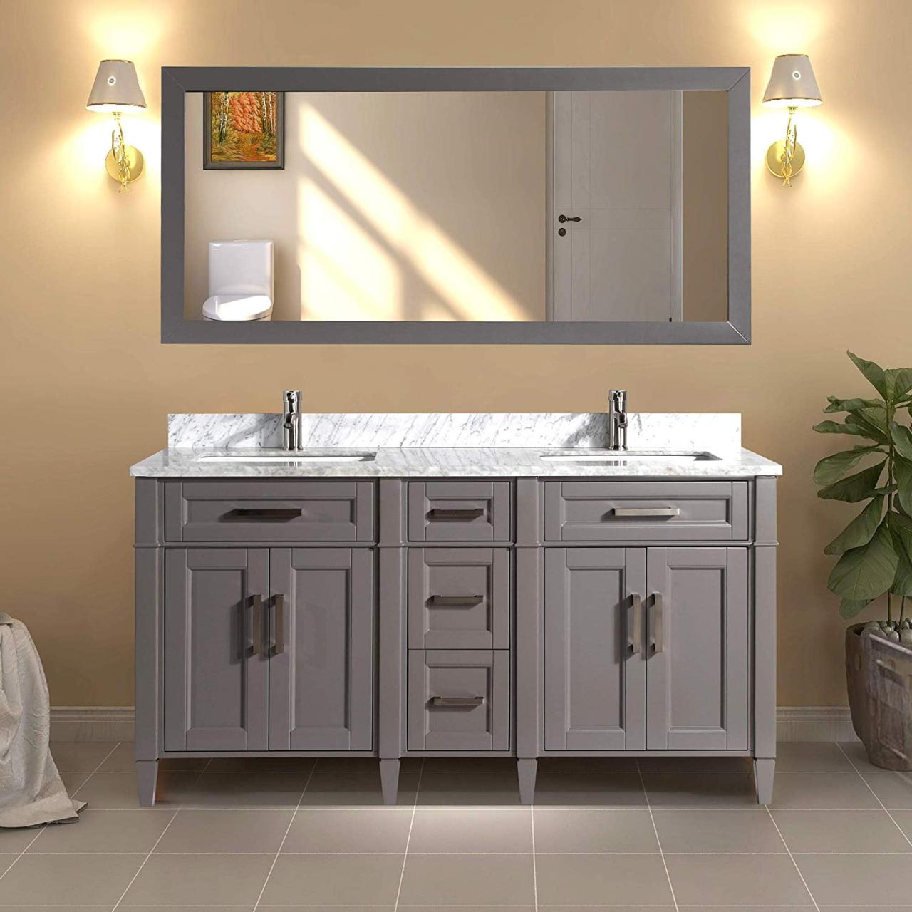 84 vanity double sink marble counterop carrara finish transitional modern