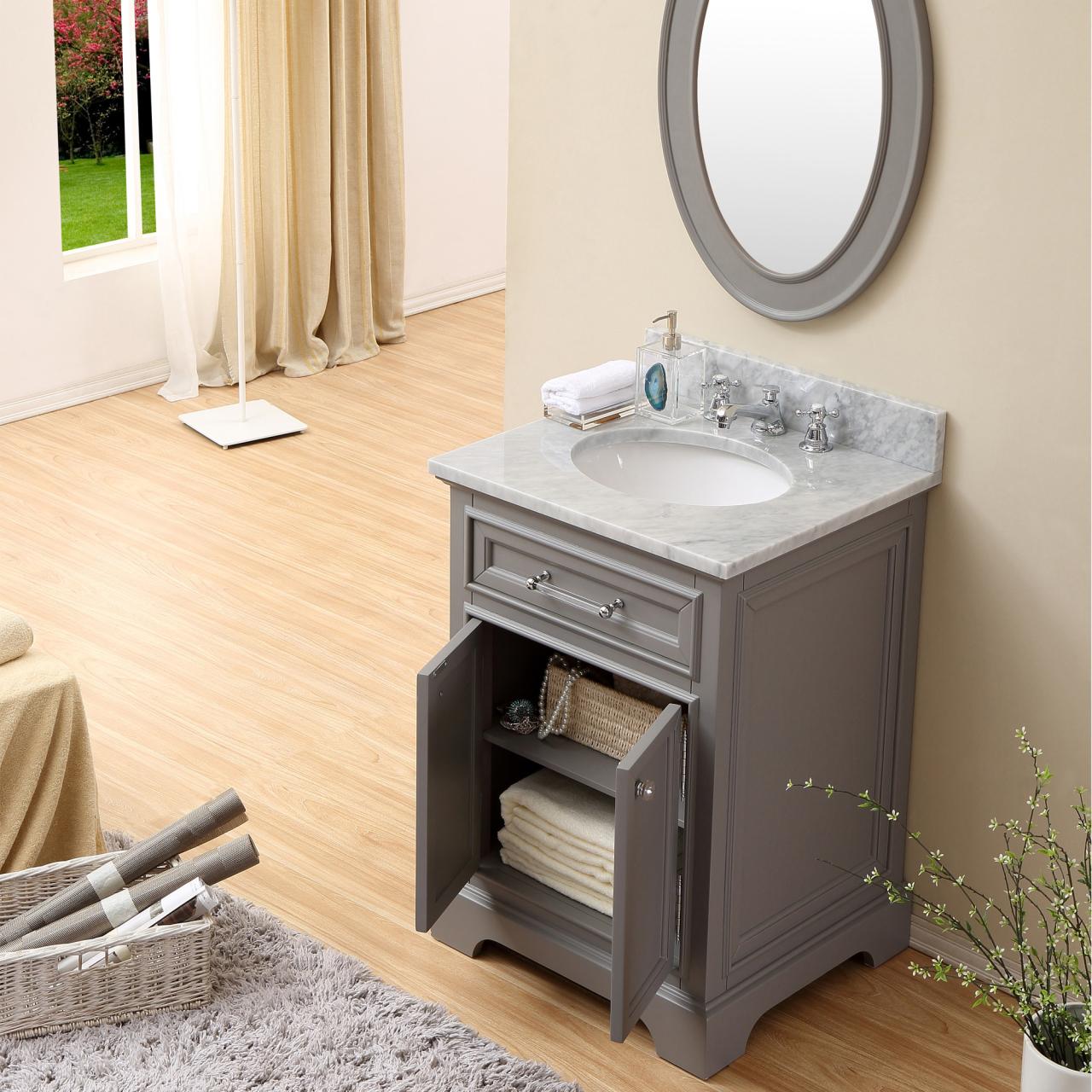 Vanity 24 inch bathroom gray finish traditional sink bath creation water disclaimer