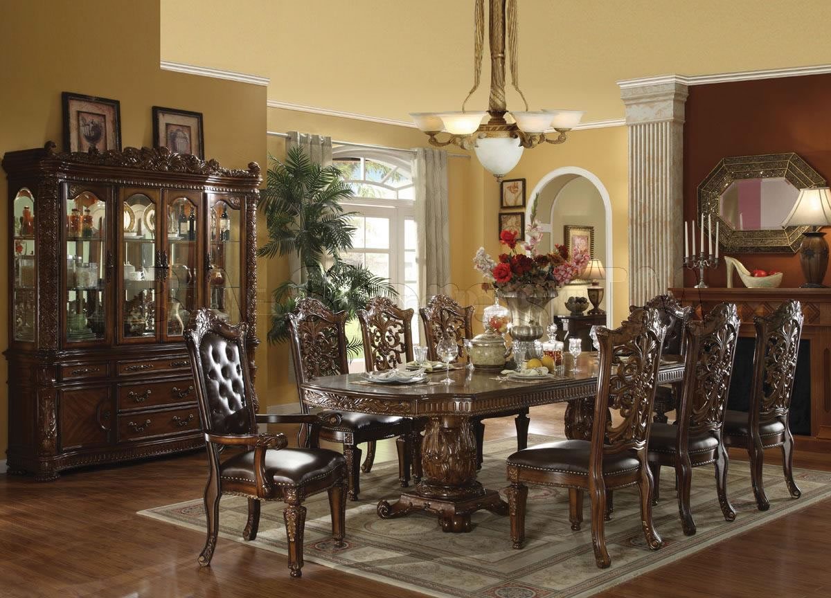 Dining formal room sets rustic table wooden hutch elegant burnished oak finish options homesfeed perfect