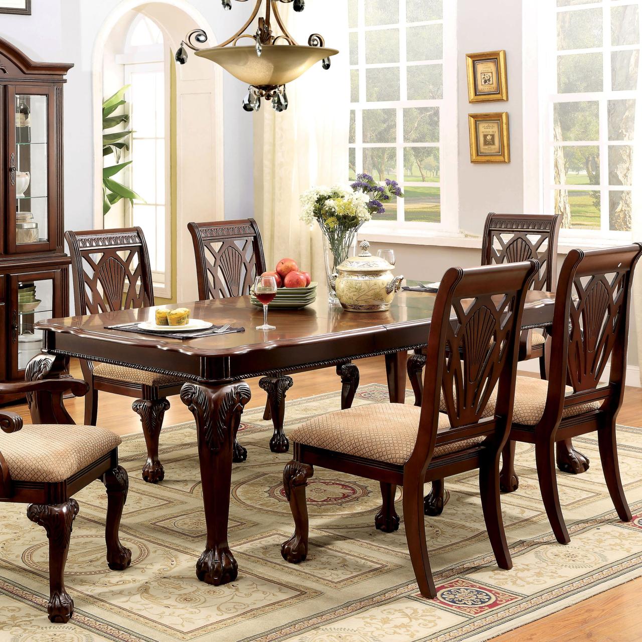 Dining set rustic walnut furniture room piece sets rectangular table america brentford felicity overstock chairs modern wood bar style finish