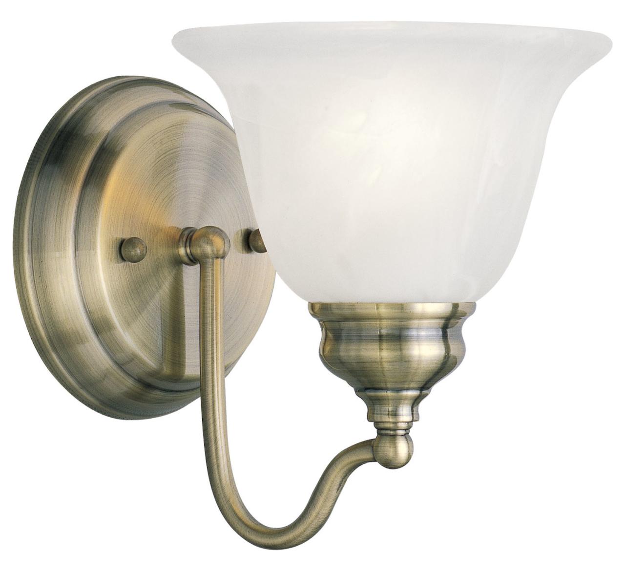 Wall bathroom sconce brass light antique essex livex lighting