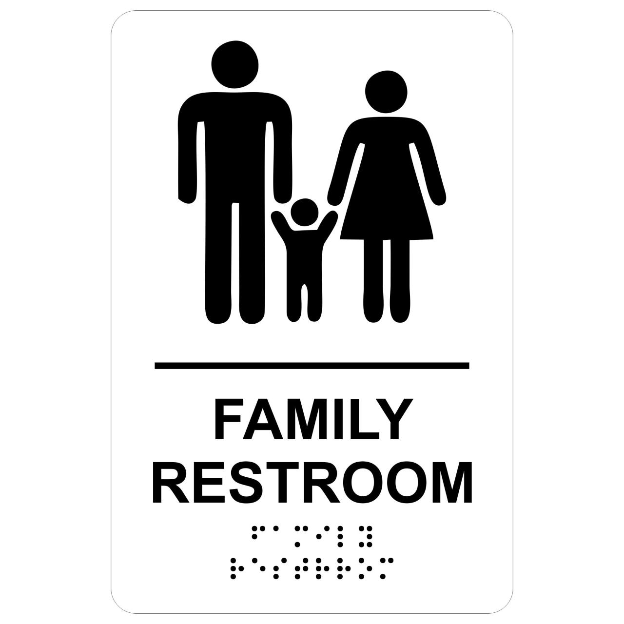 Family restroom signs braille ada economy sign