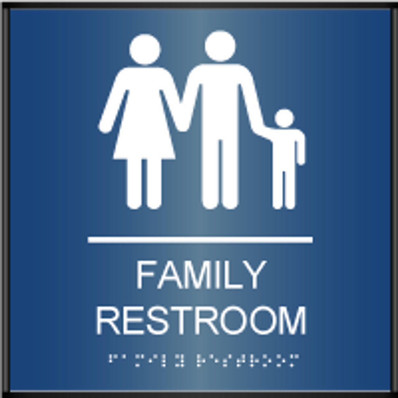 Restroom family sign curved ada signs